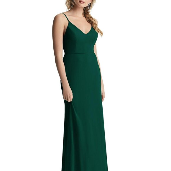 After Six Dresses & Skirts - After Six 6815.Shirred Sash Cowl-Back Chiffon Trumpet Gown..Hunter Green...Sz 6